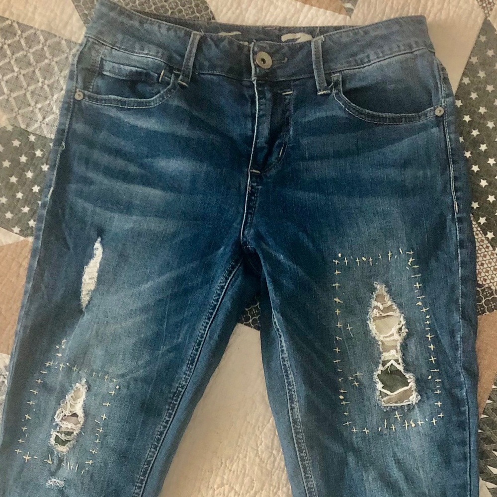 Seven7 Upcycled Ankle Skinny Jeans ~ Unique!